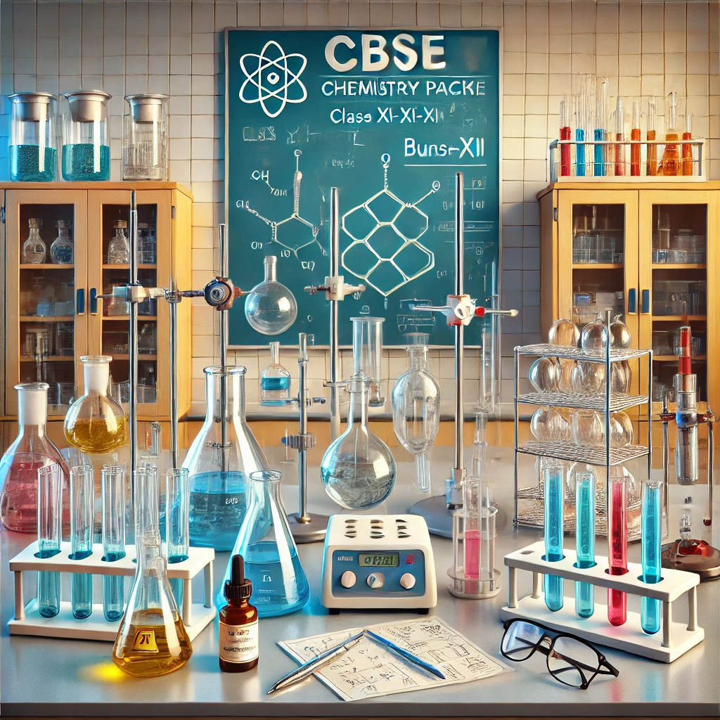 Glassware, reagents, and safety equipment.